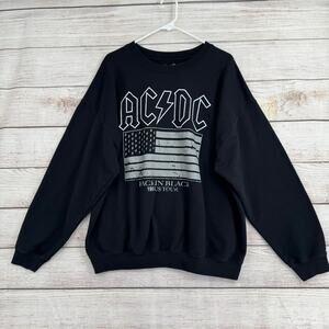 AC/DC Back in Black 1980 US Tour Crewneck Sweatshirt Adult Large Black